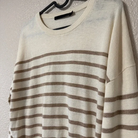 NWOT Jenni Kayne Avery Crewneck Sweater Stripe Cotton Merino Ivory Neutral XS - Picture 6 of 8